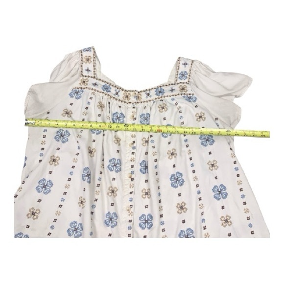 Torrid Embroidered Square Neck Short Sleeve Blouse Beach Linen Blend Sz 28-30 - Picture 8 of 11